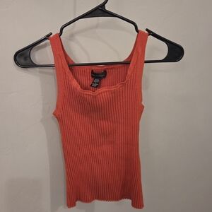 Cable & Gauge Bright Orange Ribbed Tank Top